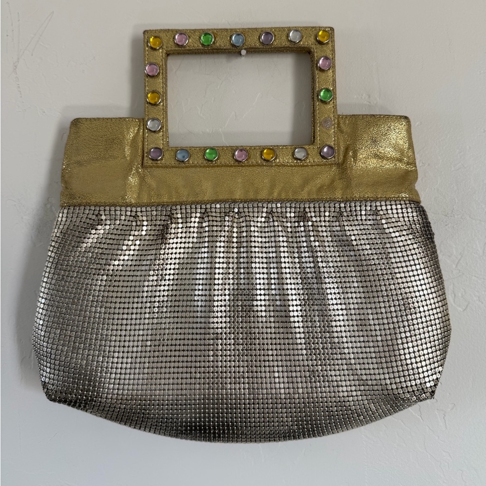 Whiting & Davis Gold and Silver Rinestone Clutch